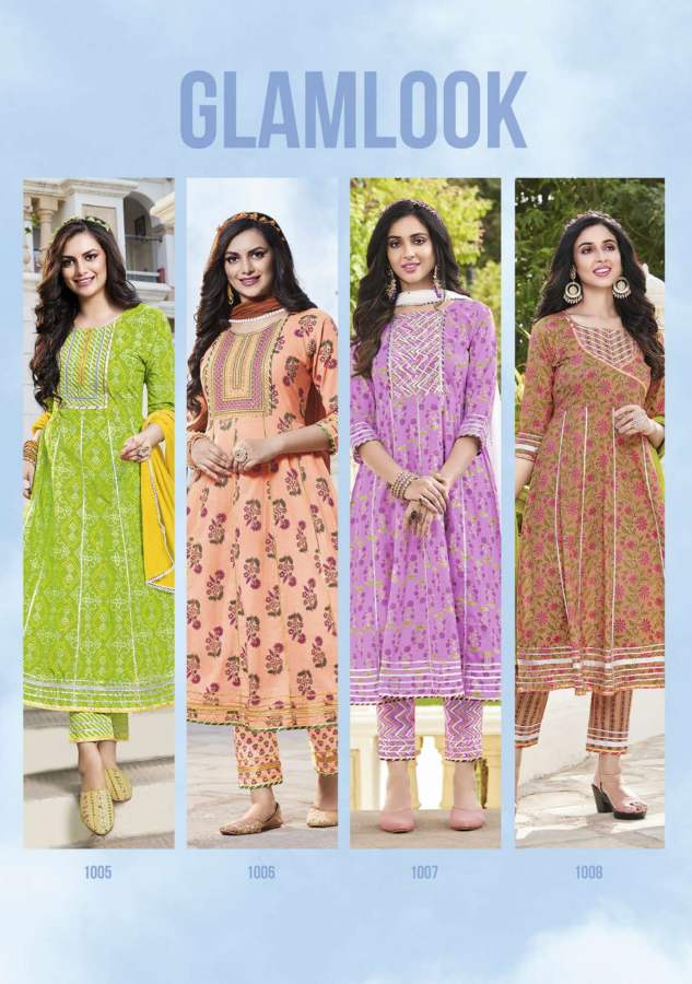 Glam Look 1 New Latest Designer Exclusive Wear Kurti Pant And Dupatta Readymade Collection